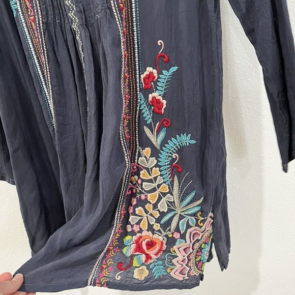 Johnny Was Black Tunic with Multicolor Embroidery - Picture 3 of 8